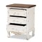 Baxton Studio Levron Traditional Walnut Brown and Antique White Finished Wood 3-Drawer Nightstand 194-11953-ZORO - alternate 6